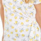 Style & Co Women's Printed Side Tie T-Shirt Yellow Size Small