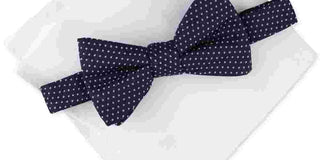 Alfani Men's Navy Pin Dot Pre-Tied Bow Tie And Pocket Square Sets Navy Size Regular