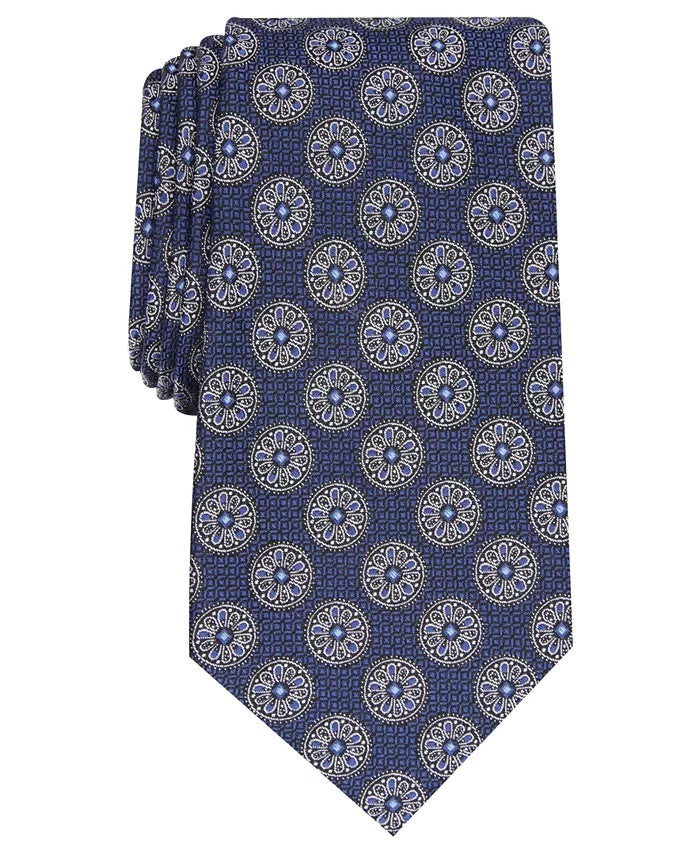 Tasso Elba Men's Medallion Silk Tie Navy Size Regular