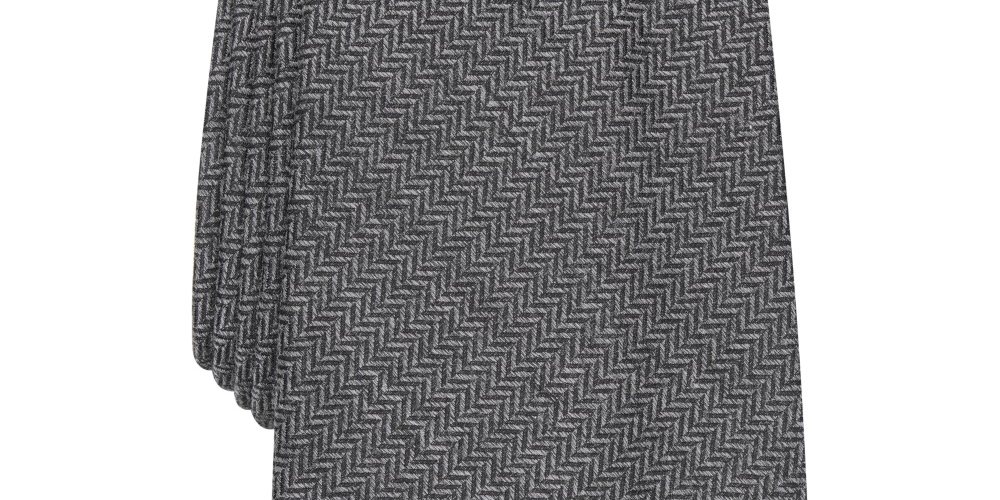 Tasso Elba Men's Classic Herringbone Tie Gray Size Regular