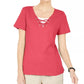 Karen Scott Women's Lace Up Layered Look Top Pink Size Small