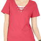 Karen Scott Women's Lace Up Layered Look Top Pink Size Small