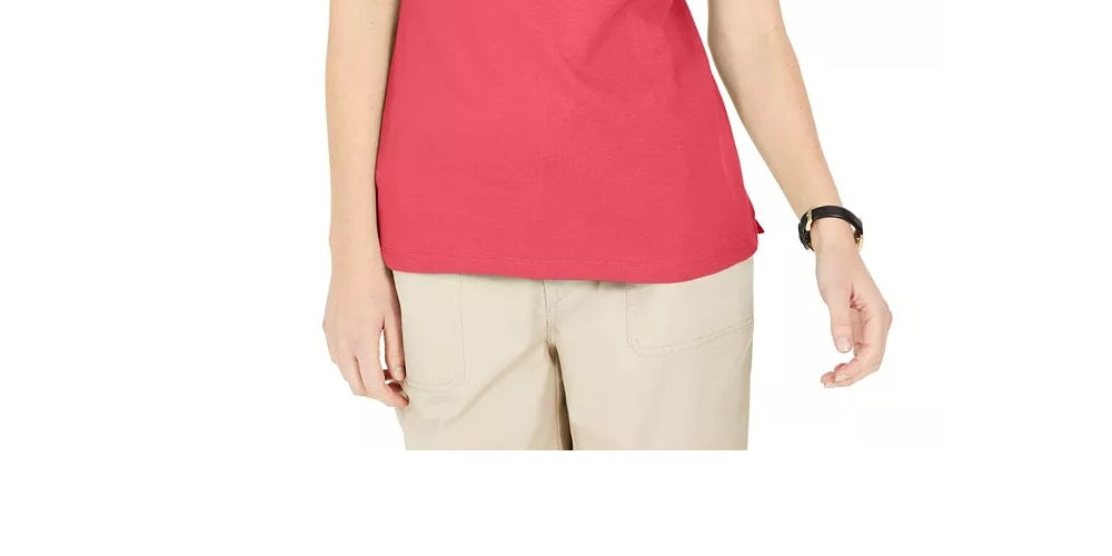 Karen Scott Women's Lace Up Layered Look Top Pink Size Small