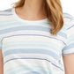 Style & Co Women's Striped Tie Side Top Blue Size Large