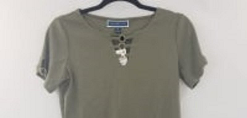 Karen Scott Women's Triple Ring Cutout Top Green Size XX-Large