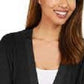 JM Collection Women's Mixed Ribbed Split Sleeve Cardigan Black Size Large