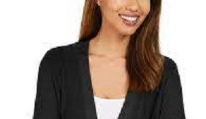 JM Collection Women's Mixed Ribbed Split Sleeve Cardigan Black Size Large