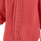 JM Collection Women's Solid Studded Pleated Blouse Red Size Small