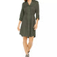 Style & Co Women's Solid Utility Shirtdress Green Size Medium