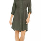 Style & Co Women's Solid Utility Shirtdress Green Size Medium