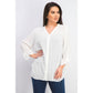 Charter Club Women's Gauzy Tie Sleeve Blouse White Size Medium