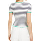 Maison Jules Women's Striped Crewneck Sweater White Size Large
