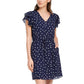 Maison Jules Women's Printed Flutter-Sleeve Dress Navy Size Medium