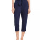 Maison Jules Women's Navy Belted Cropped Pants Navy Size Small