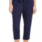 Maison Jules Women's Navy Belted Cropped Pants Navy Size Small