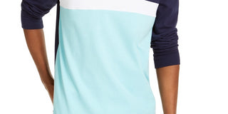 Club Room Men's Chest Stripe Long Sleeve Polo Shirt  Blue Size Small