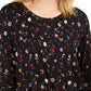 Style & Co Women's Floral Print Twist Front Top Black Size X-Small
