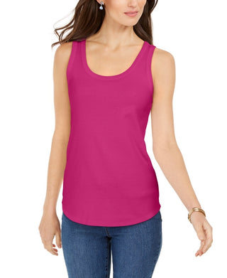 Charter Club Women's Supima Cotton Scoop-Neck Tank Top Pink Size Large