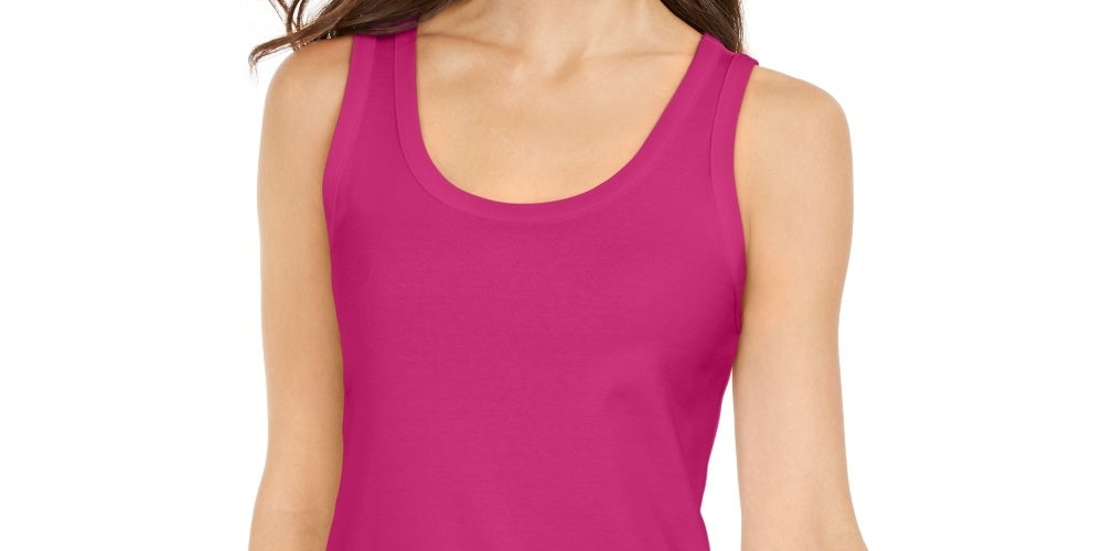 Charter Club Women's Supima Cotton Scoop-Neck Tank Top Pink Size Large