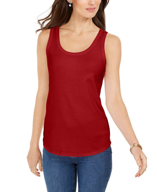 Charter Club Women's Supima Cotton Scoop Neck Tank Top Red Size Small