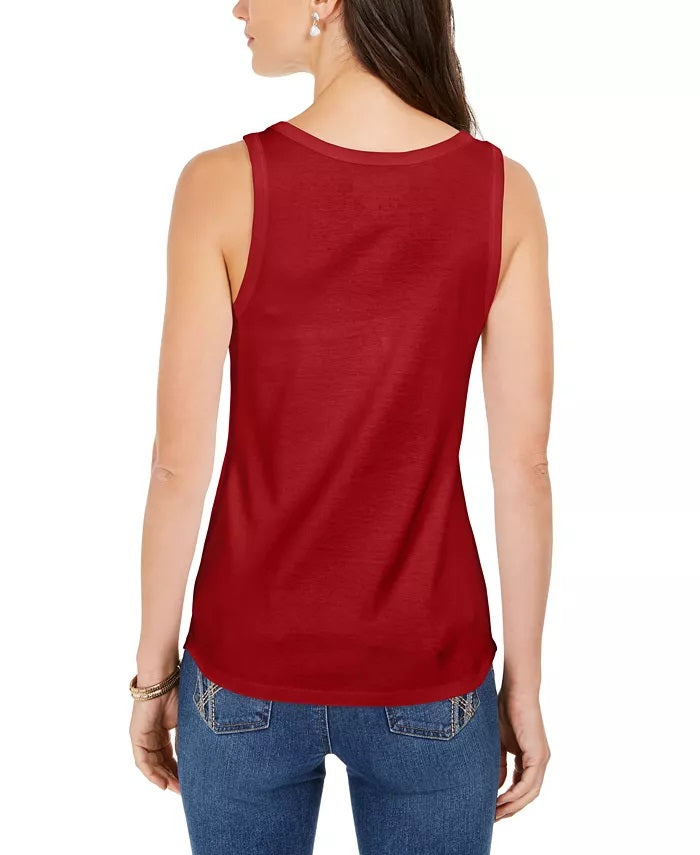 Charter Club Women's Supima Cotton Scoop Neck Tank Top Red Size Small