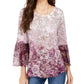 Style & Co Women's Printed Babydoll Tunic Purple Size Small