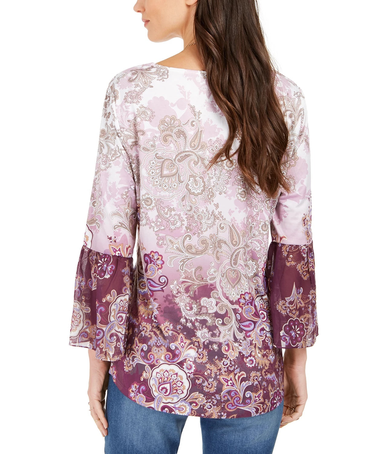 Style & Co Women's Printed Babydoll Tunic Purple Size Small