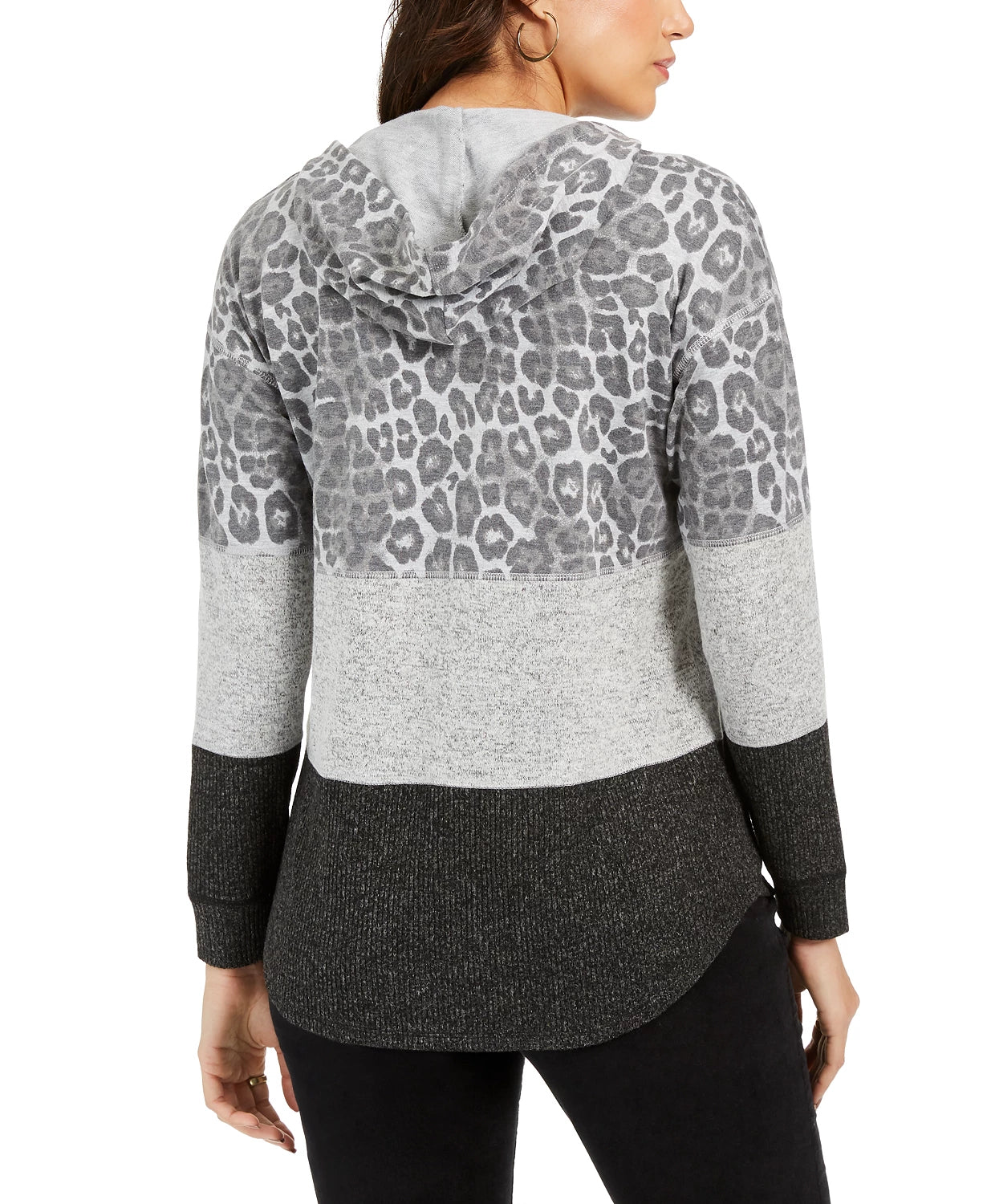 Style & Co Women's Colorblocked Hoodie Gray Size Small