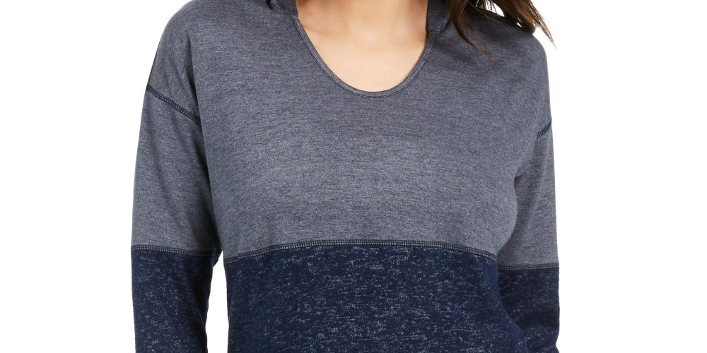 Style & Co Women's Colorblocked Hoodie Navy Size XX-Large