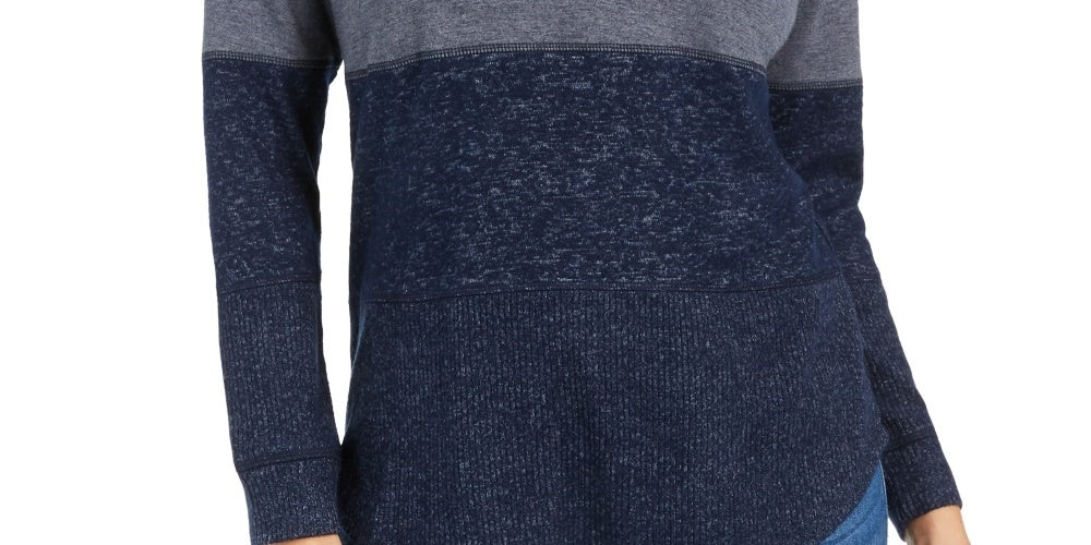 Style & Co Women's Colorblocked Hoodie Navy Size XX-Large