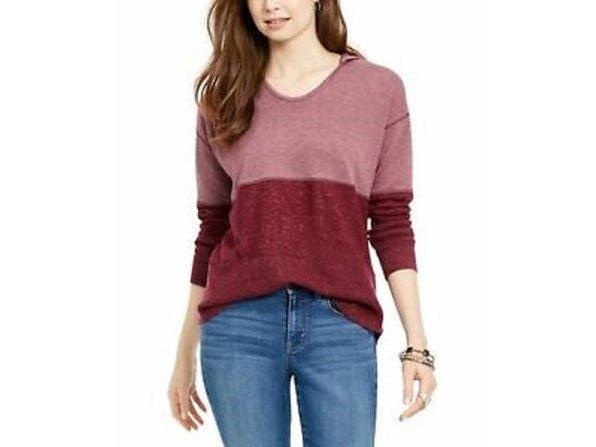 Style & Co Women's Colorblocked Hoodie Red Size Small