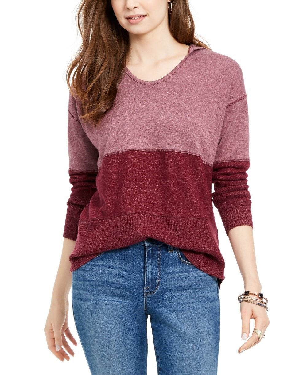 Style & Co Women's Colorblocked Hoodie Red Size XX-Large