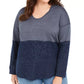 Style & Co Women's Plus Size Colorblocked Hoodie Blue Size 0X