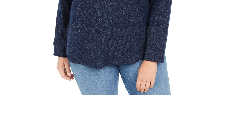 Style & Co Women's Plus Size Colorblocked Hoodie Blue Size 0X