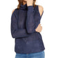 INC International Concepts Women's Sequin Cutout Turtleneck Sweater Navy Size XX-Large