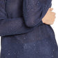 INC International Concepts Women's Sequin Cutout Turtleneck Sweater Navy Size XX-Large