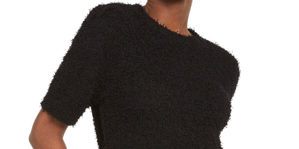 INC International Concepts Women's Short-Sleeve Puff Sweater Black Size Medium
