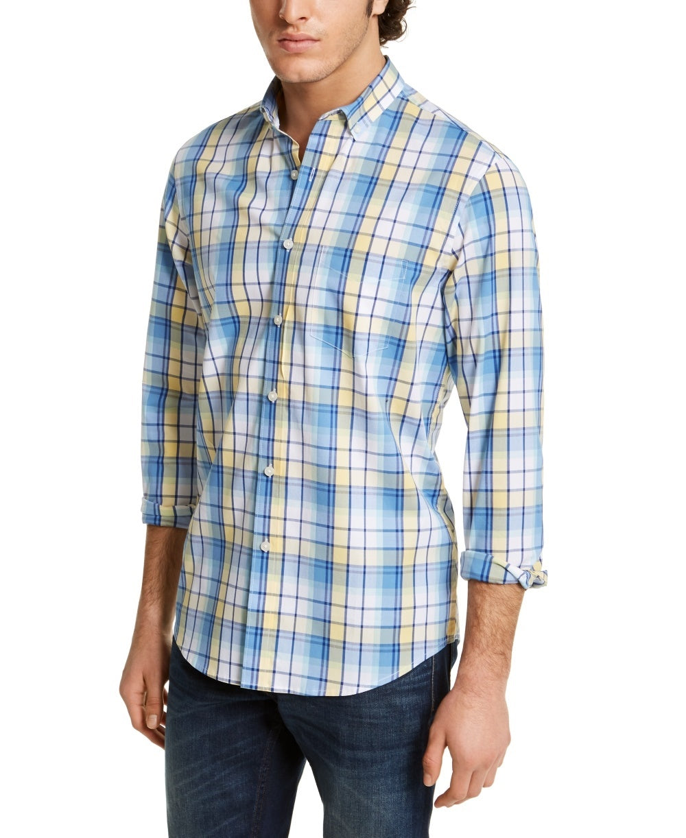 Club Room Men's Plaid Shirt Yellow Size XX-Large