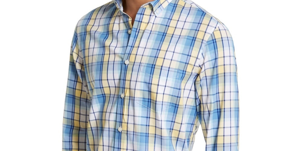 Club Room Men's Plaid Shirt Yellow Size XX-Large