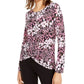INC International Concepts Women's Floral Print Twist Front Top Black Size XX-Large