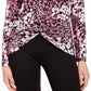 INC International Concepts Women's Floral Print Twist Front Top Black Size XX-Large