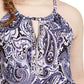 INC International Concepts Women's Plus Printed Keyhole-Cutout Embellished Halter Top Navy Size 3X