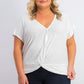 INC International Concepts Women's Plus Size Eyelet Twist-Front Top White Size 1X