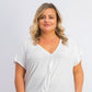 INC International Concepts Women's Plus Size Eyelet Twist-Front Top White Size 1X