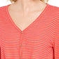 Style & Co Women's Striped Tie Front Top Orange Size Small