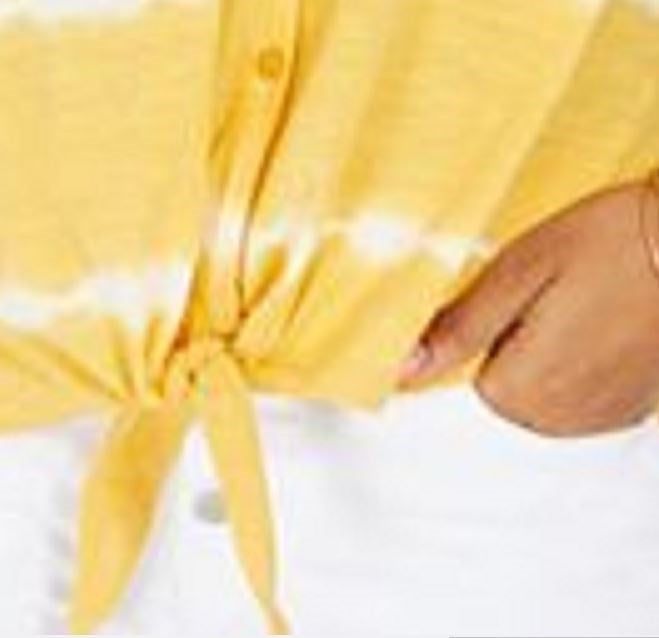 Style & Co Women's Tie Dye Tie Front Top Gold Size Large