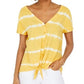 Style & Co Women's Tie Dye Tie Front Top Gold Size X-Large