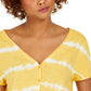 Style & Co Women's Tie Dye Tie Front Top Gold Size X-Large