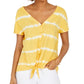Style & Co Women's Tie Dye Tie Front Top Gold Size XX-Large