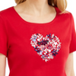 Karen Scott Women's Cotton Embellished Heart Top Bright Red Size Small